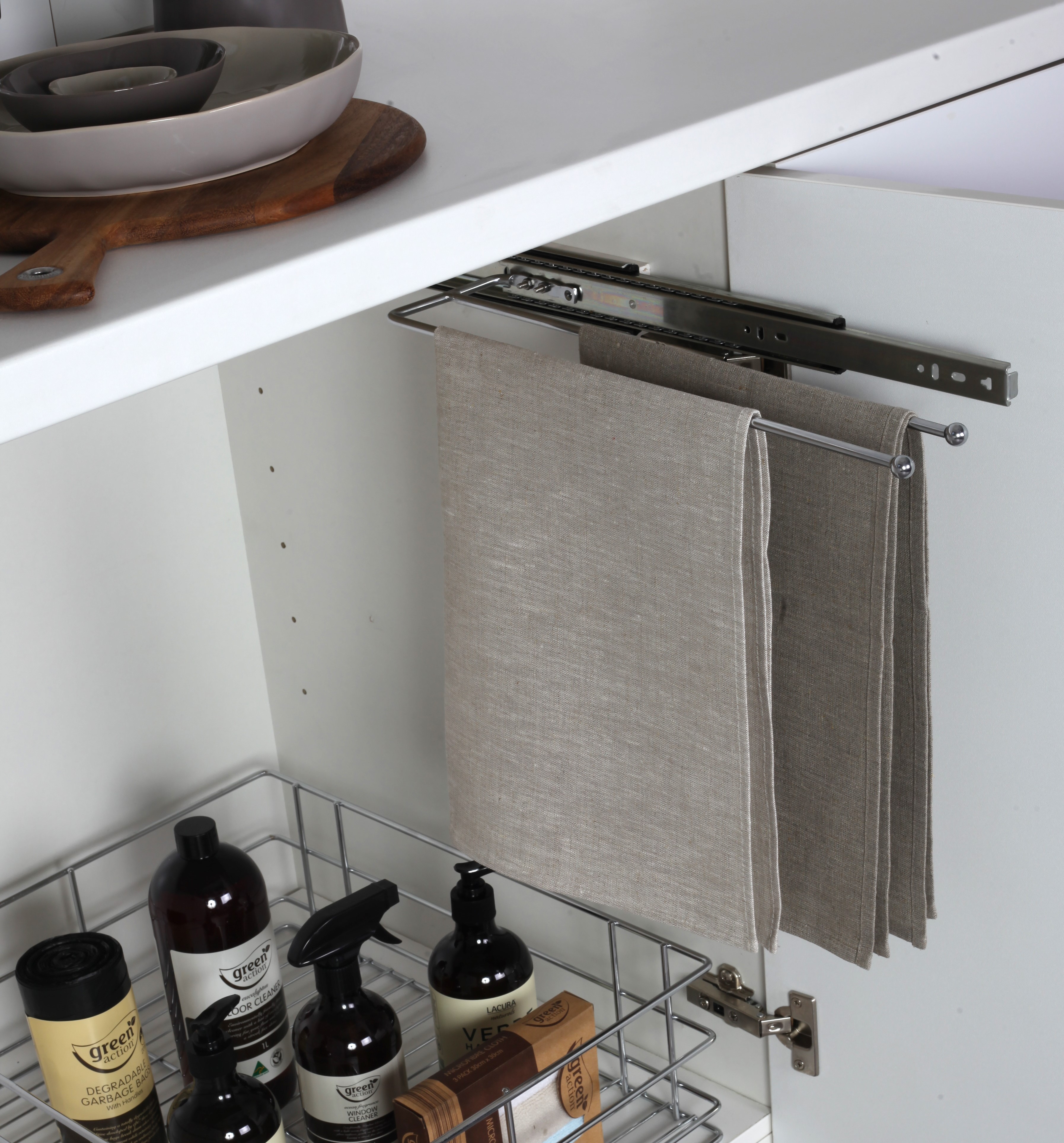 Stainless Steel Slide Out Tea Towel Holder For Kitchen Cabinets