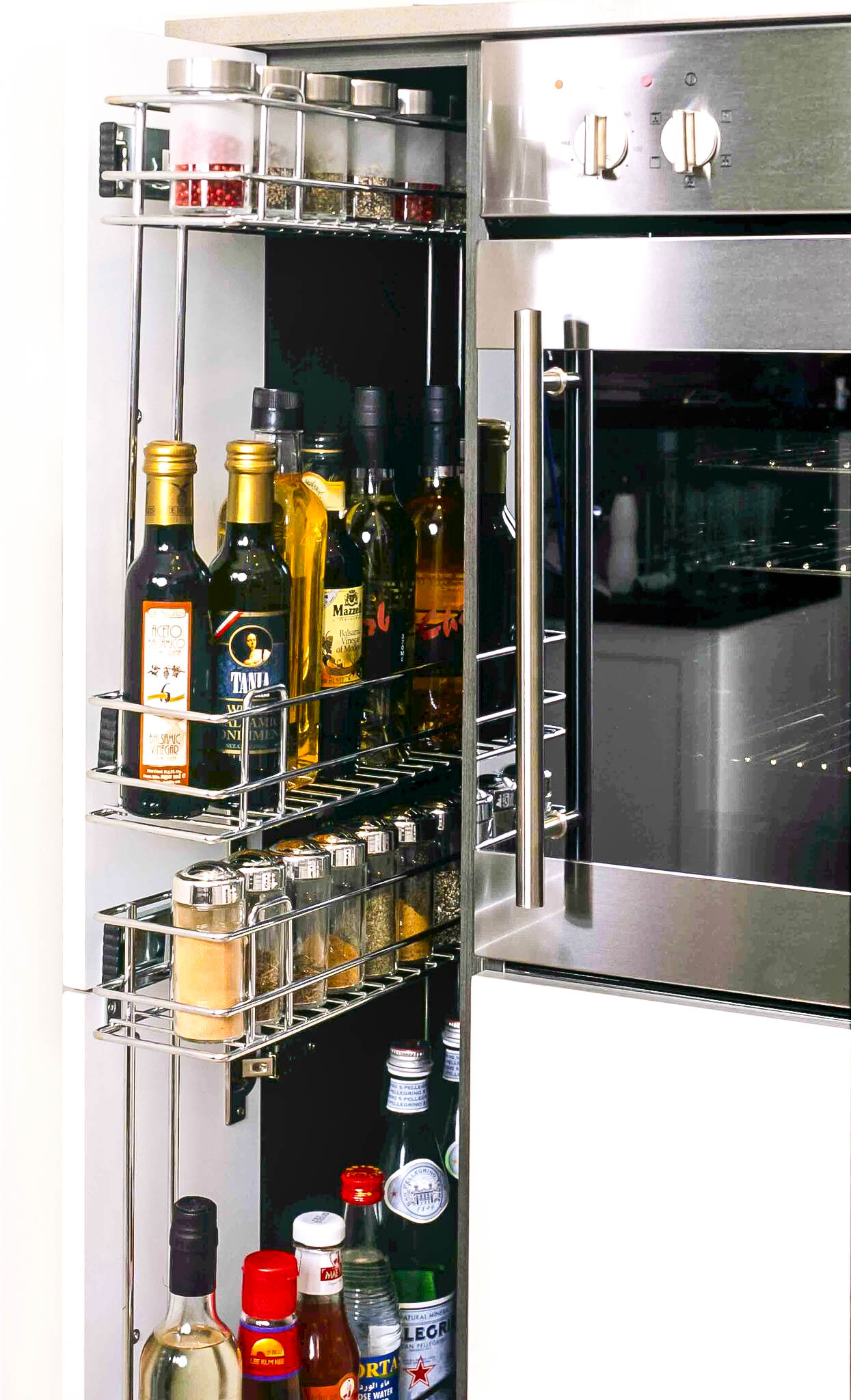 Stainless Steel Pull Out Spice Rack For Narrow Kitchen Storage