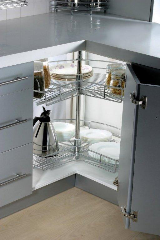 Corner Cabinet Solutions You Ll Love, Kitchen Corner Cabinet Storage Solutions