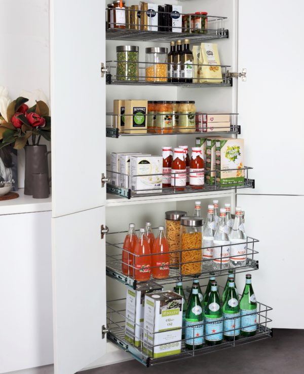 Pull Out Pantry Stainless Steel Drawers, How To Build Pull Out Shelves For Pantry Closet