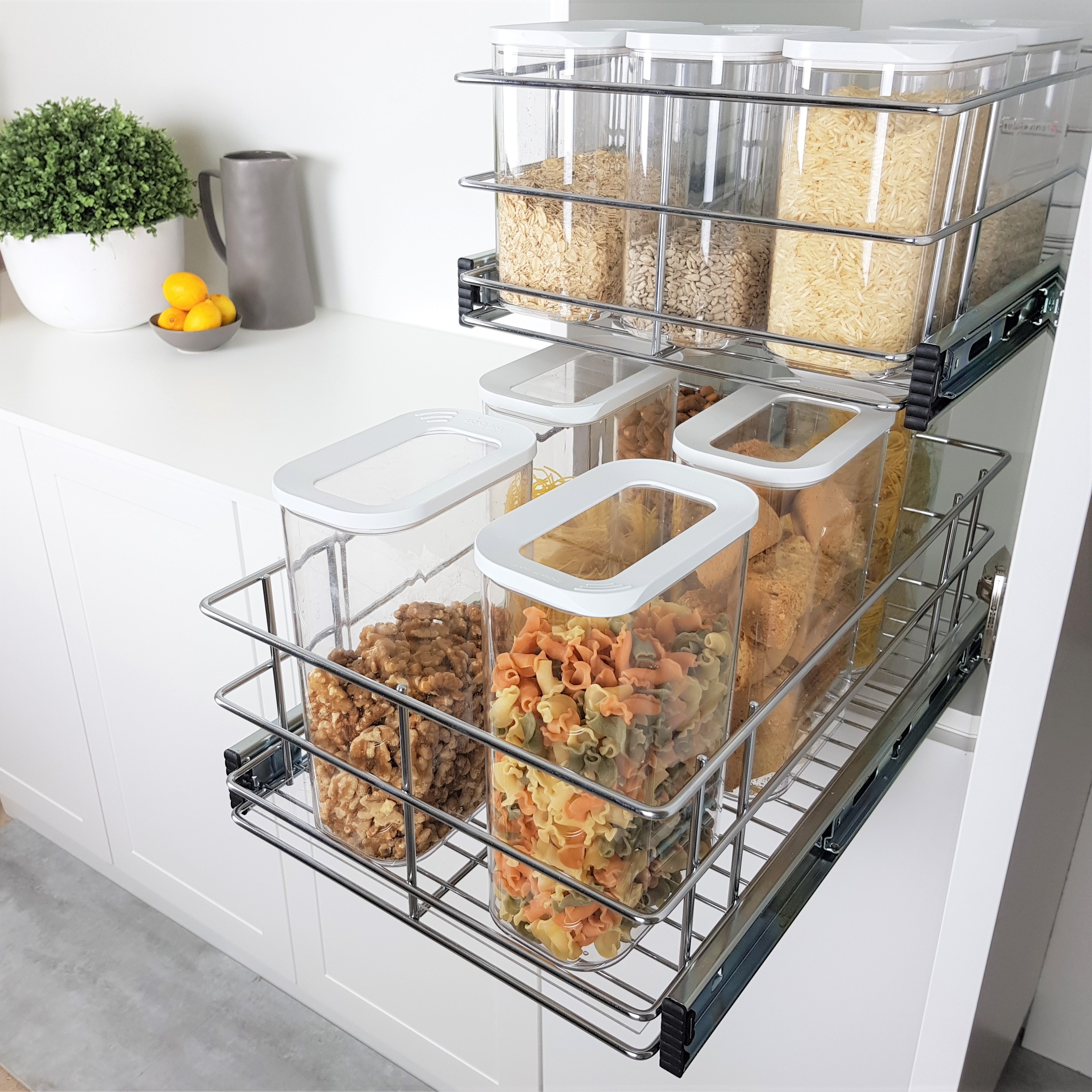 Stainless Steel Wire Basket Drawers 150mm High Side Mount TANSEL Storage Soiutions